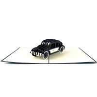 Handmade 3D Pop Up Card Classic Black Car Birthday Wedding Anniversary Valentine's Day Father's Day Mother's Day New Car Pass Driving License Blank Celebration